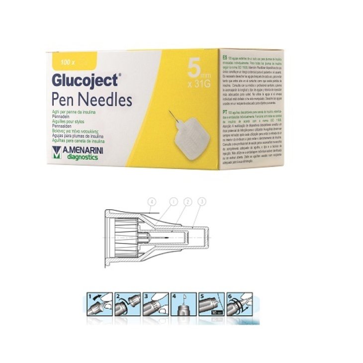 GLUCOJECT PEN NEEDL 5MM G31 100P