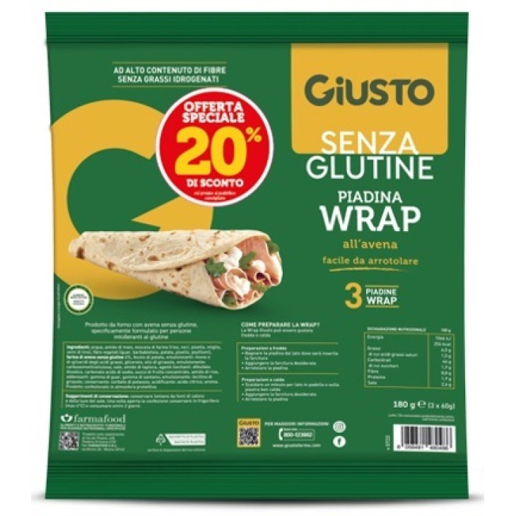 GIUSTO S/G WRAP PIAD AVENA180G